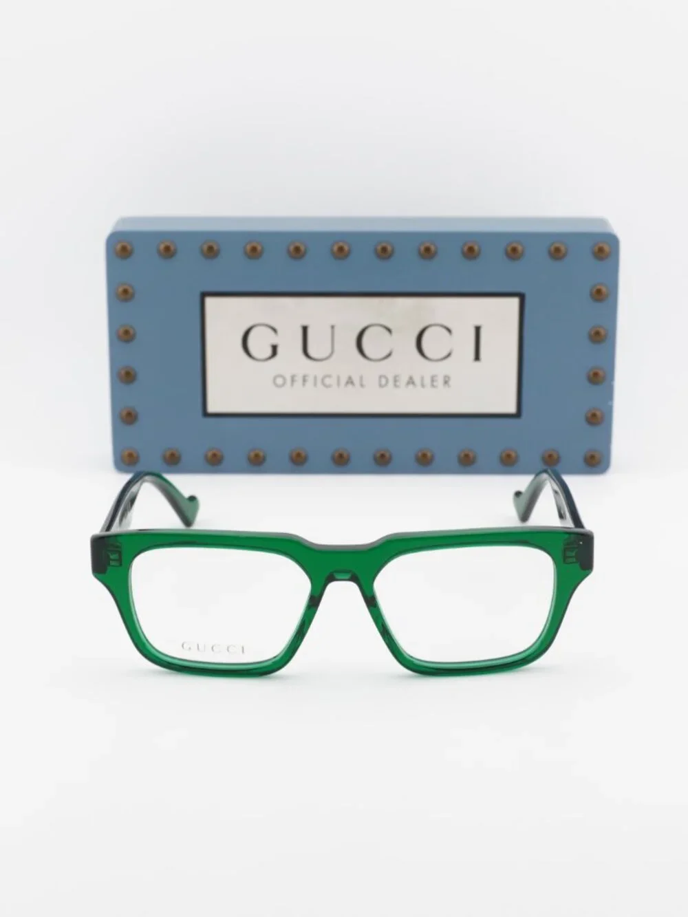 Gucci GG0963O 004 Square Eyeglasses – Transparent Green 53mm